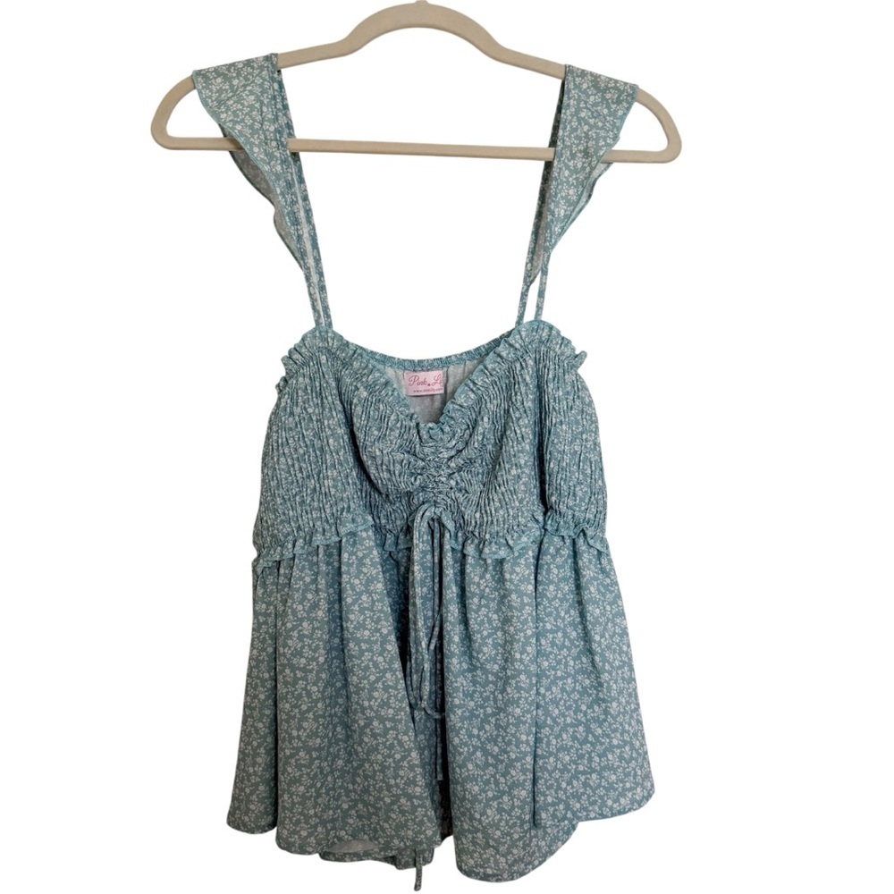 Pink Lily Smocked Ditsy Floral Top